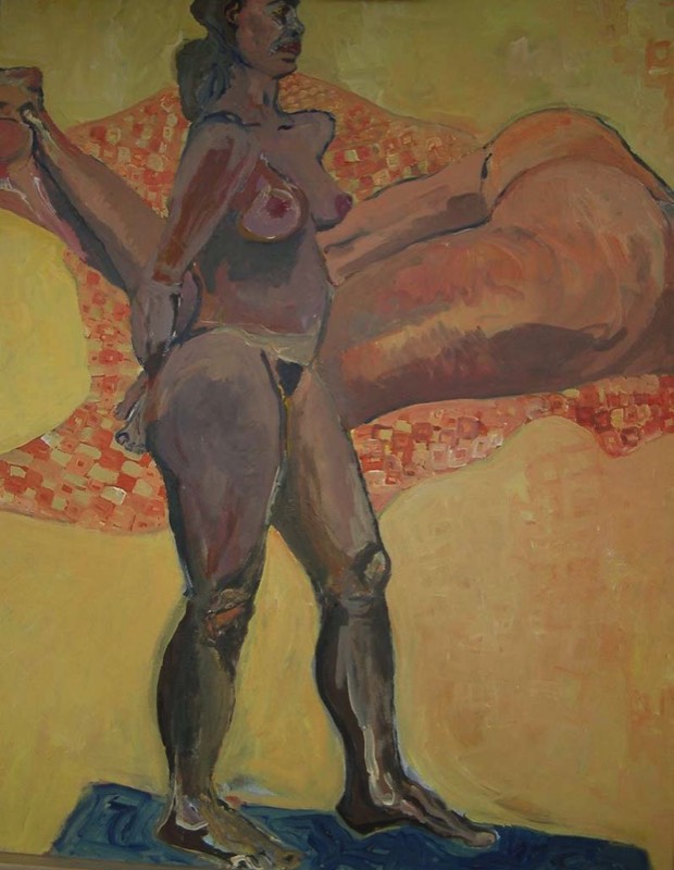 Stehende Frau,  Acryl auf Leinwand, 100x80