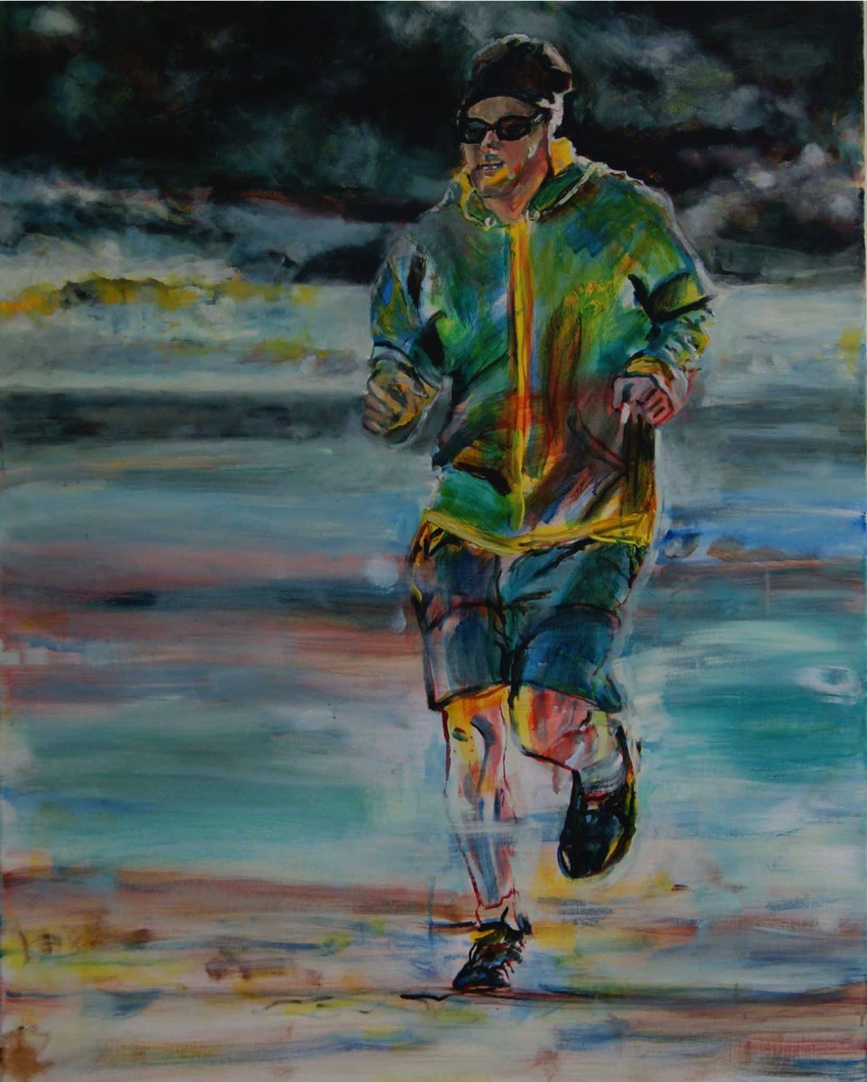 Jogger am Strand,  Acryl auf Leinwand, 100x80