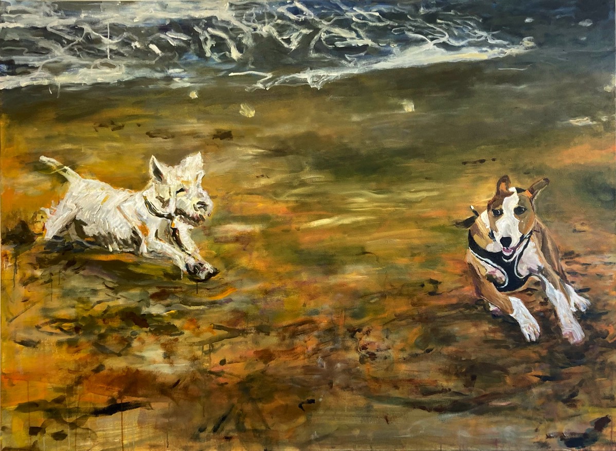 Hunde - Wilde Hatz, Acryl auf Leinwand, 125x170